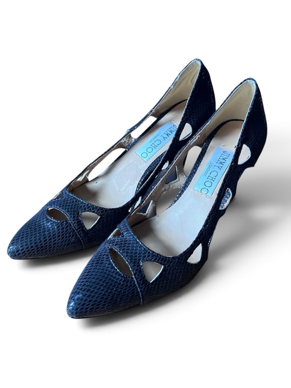 Jimmy Choo Black Snakeskin Leather Pointed Toe Pumps Size 40 EU / 9 US